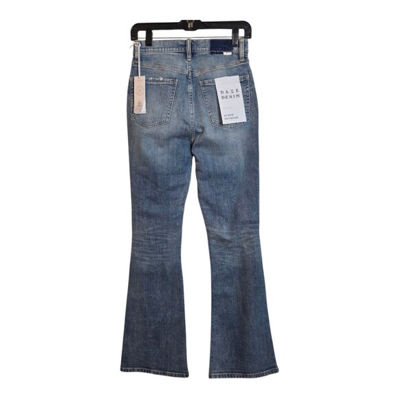 Daze Go Getter Jeans Distressed High Rise Flare Leg New Blue Size 26 - Picture 5 of 17